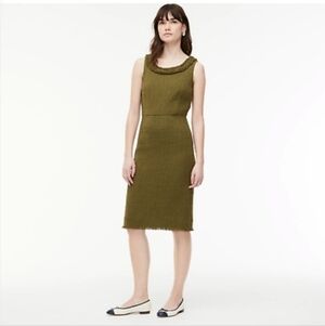 J. Crew Olive Green Tweed Sheath Dress